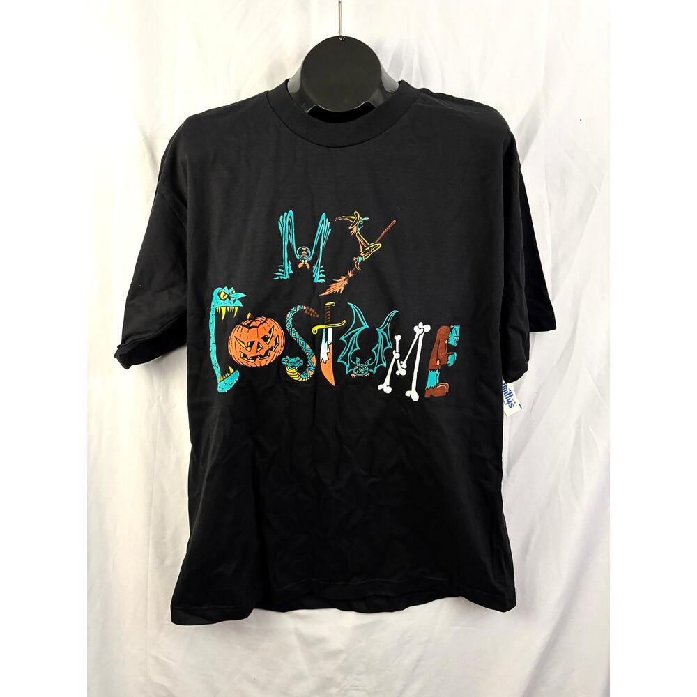 Vintage 90s My Costume Glow In The Dark Halloween T Shirt Black Large NOS